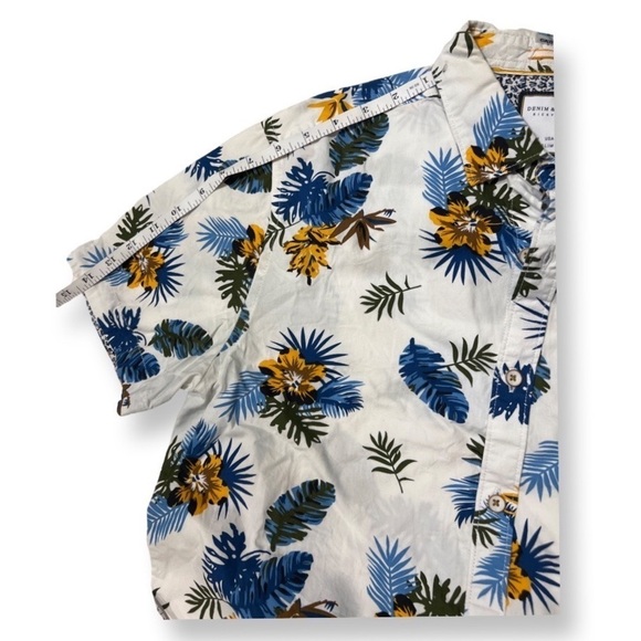 DENIM and Flower Ricky Singh White Floral Men’s Shirt Size Medium Slim Fit - Picture 6 of 9